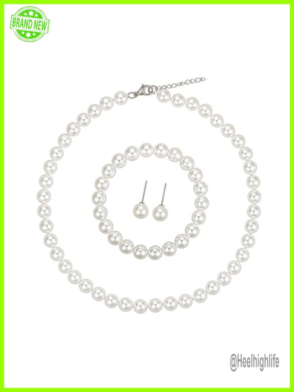 Pearl Necklace Earring Bracelet Set Costume Jewelry for Bridal Wedding
